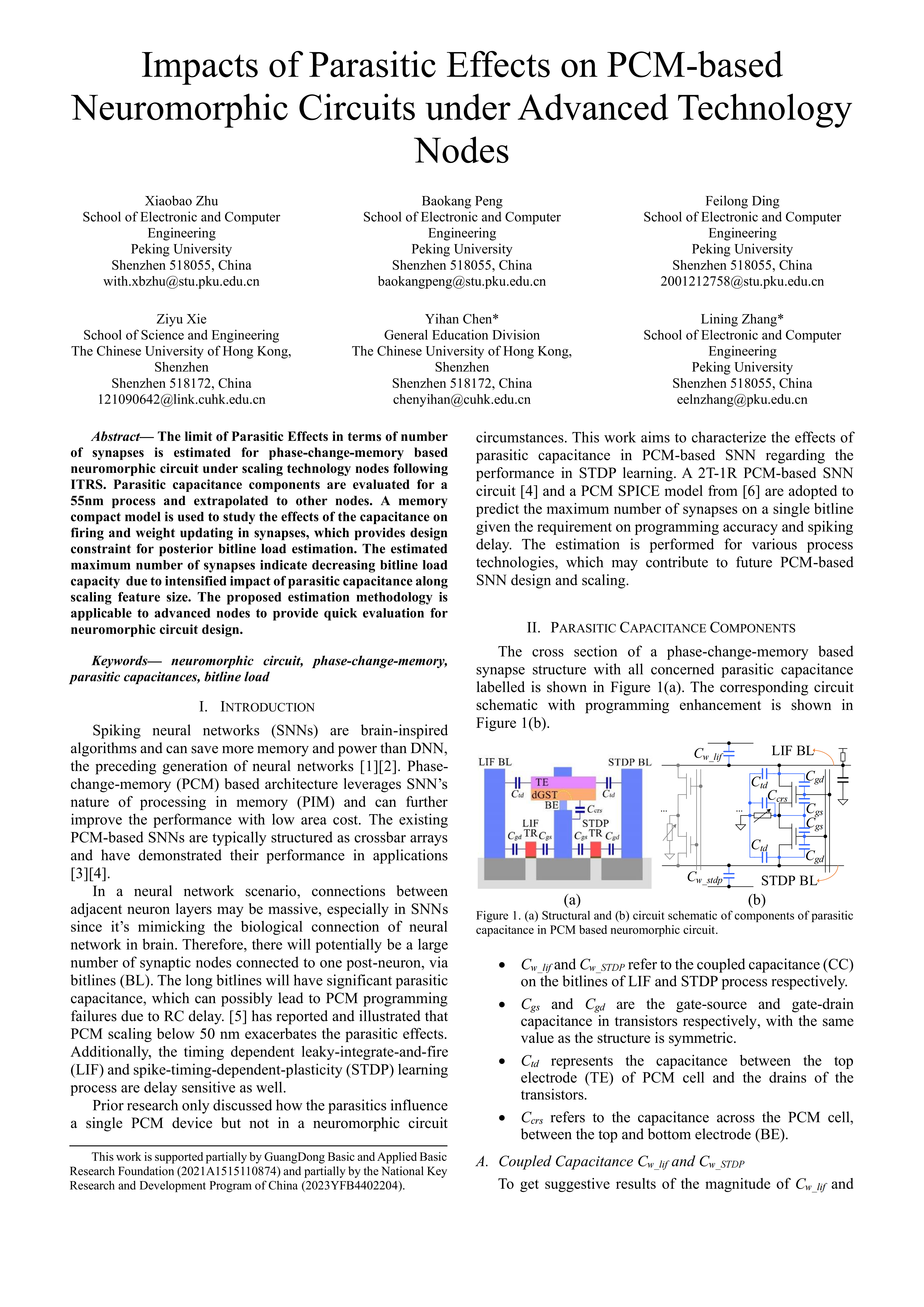 Impacts of Parasitic Effects on PCM-based Neuromorphic Circuits under Advanced Technology Nodes